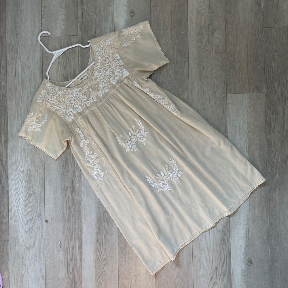 Superfussy Embroidered Dress Mini woven cotton Cream (one size) oaxacan feminine
